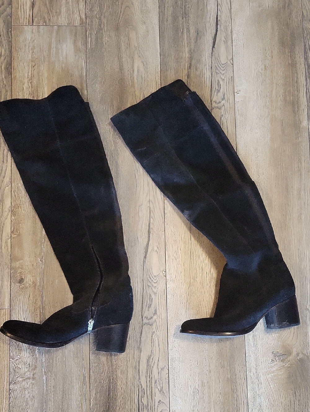 Marc Fisher Black Over-the-Knee Suede Block Heel Boots